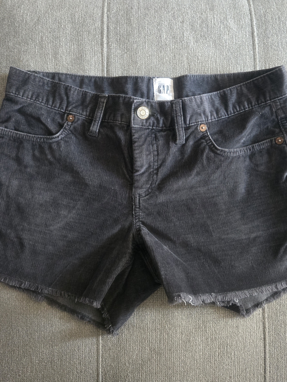 GAP Washed Charcoal Frayed-Hem Denim Shorts